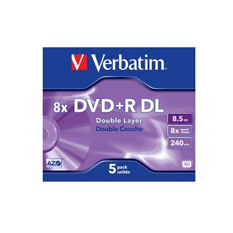 Verbatim - 5 x DVD+R DL - 8.5 GB (240min) 8x - matt silver - jewel case - 1