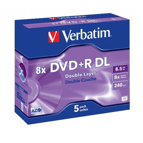 Verbatim - 5 x DVD+R DL - 8.5 GB (240min) 8x - matt silver - jewel case - 2