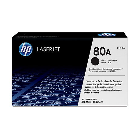 HP 80A - Black - original - LaserJet - toner cartridge (CF280A) - for LaserJet Pro 400 M401, MFP M425 - 1
