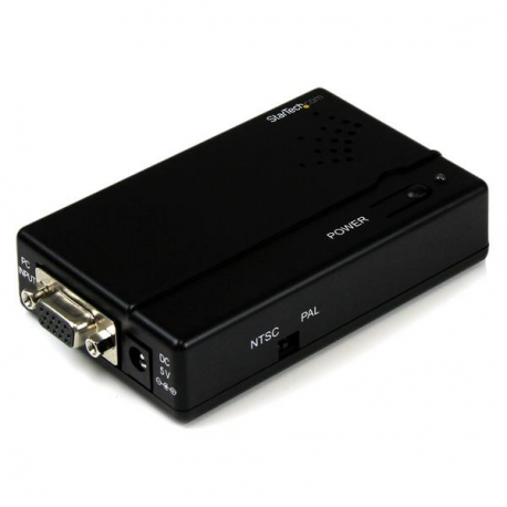 StarTech.com High Resolution VGA to Composite (RCA) or S-Video Converter - PC to TV Video Adapter - 1600x1200 RGB to TV (VGA2VID) - Video converter - VGA - composite video, S-video - black - 1