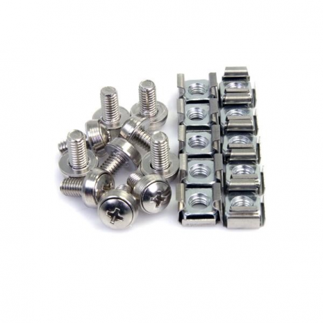 StarTech.com M6 Screws and Cage Nuts - 50 Pack - M6 Mounting Screws and Cage Nuts for Server Rack and Cabinet - Silver (CABSCREWM62B) - Rack screws and nuts - for P / N: RACK-18U-20-WALL-OA, RACK-21U-20-WALL-OA, RACK-24U-20-WALL-OA, SHELF-2U-20-CENTER-V - 1
