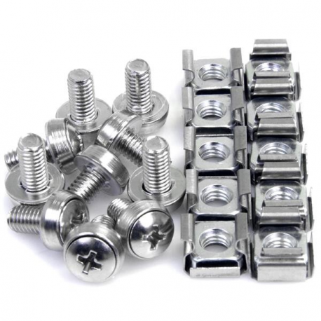 StarTech.com M6 Screws and Cage Nuts - 50 Pack - M6 Mounting Screws and Cage Nuts for Server Rack and Cabinet - Silver (CABSCREWM62B) - Rack screws and nuts - for P / N: RACK-18U-20-WALL-OA, RACK-21U-20-WALL-OA, RACK-24U-20-WALL-OA, SHELF-2U-20-CENTER-V - 3