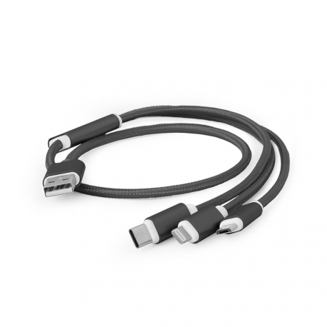 Cablexpert - Lightning cable - USB male to Micro-USB Type B, Lightning, USB-C male - 1 m - black - 0