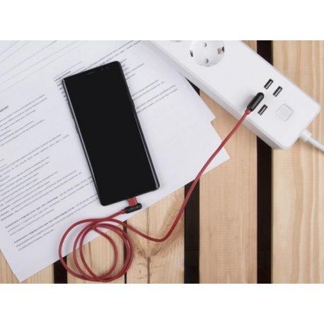 Natec Extreme Media - USB cable - USB-C (M) angled to USB (M) angled - USB 2.0 - 2.4 A - 1 m - black, red - 1