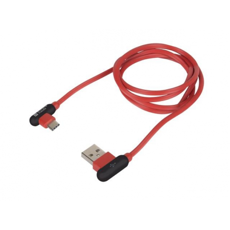 Natec Extreme Media - USB cable - USB-C (M) angled to USB (M) angled - USB 2.0 - 2.4 A - 1 m - black, red - 3
