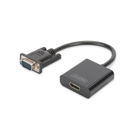 DIGITUS DA-70473 - Adapter - HD-15 (VGA) male to HDMI female - 15 cm - black - 1080p support - 0