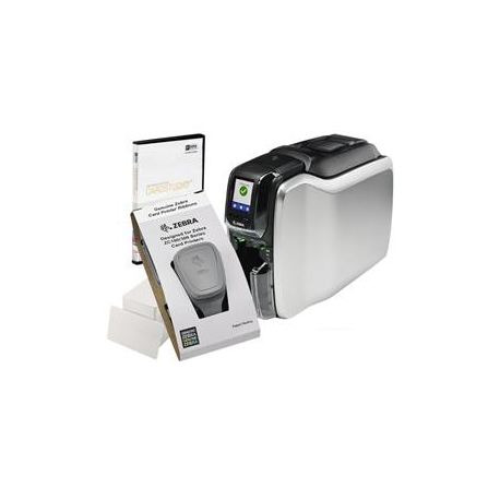 Zebra ZC300 - Plastic card printer - colour - dye sublimation / thermal transfer - CR-80 Card (85.6 x 54 mm) - 300 dpi - up to 900 cards / hour (mono)  /  up to 200 cards / hour (colour) - capacity: 100 cards - USB 2.0, LAN - 0