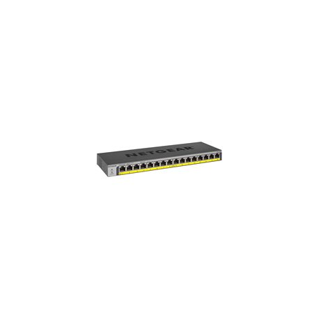 NETGEAR GS116PP - Switch - unmanaged - 16 x 10 / 100 / 1000 (PoE+) - desktop, rack-mountable, wall-mountable - PoE+ (183 W) - DC power - 0
