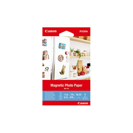 Canon Magnetic Photo Paper MG-101 - Glossy - 13 mil - 100 x 150 mm - 670 g / m² - 178 lbs - 5 sheet(s) magnetic photo paper - 0