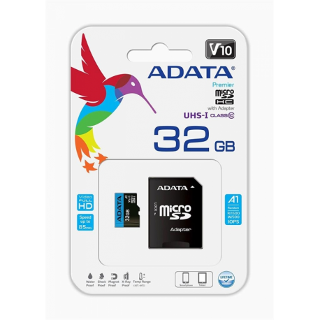 ADATA Premier - Flash memory card (microSDHC to SD adapter included) - 32 GB - UHS Class 1 / Class10 - microSDHC UHS-I - for retail customers - 4