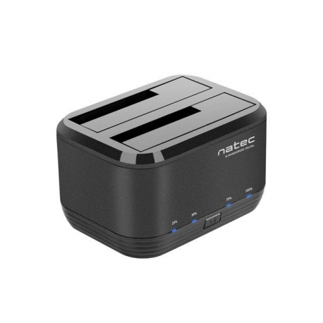 Natec Kangaroo DUAL - HDD docking station with clone function - bays: 2 - 2.5"  /  3.5" shared - SATA 6Gb / s - USB 3.0 - black - 2