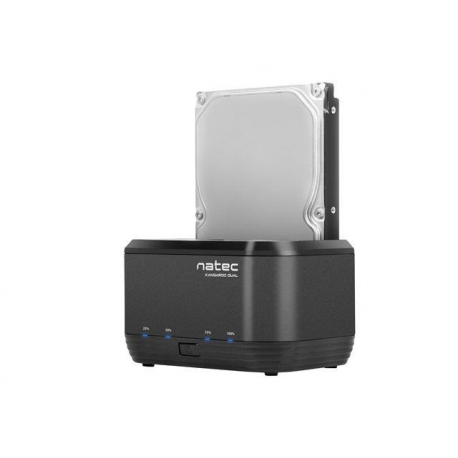 Natec Kangaroo DUAL - HDD docking station with clone function - bays: 2 - 2.5"  /  3.5" shared - SATA 6Gb / s - USB 3.0 - black - 5