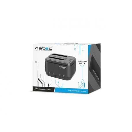 Natec Kangaroo DUAL - HDD docking station with clone function - bays: 2 - 2.5"  /  3.5" shared - SATA 6Gb / s - USB 3.0 - black - 7