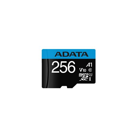 ADATA Premier - Flash memory card (microSDXC to SD adapter included) - 256 GB - Video Class V10 / UHS-I U1 / Class10 - microSDXC UHS-I - 2
