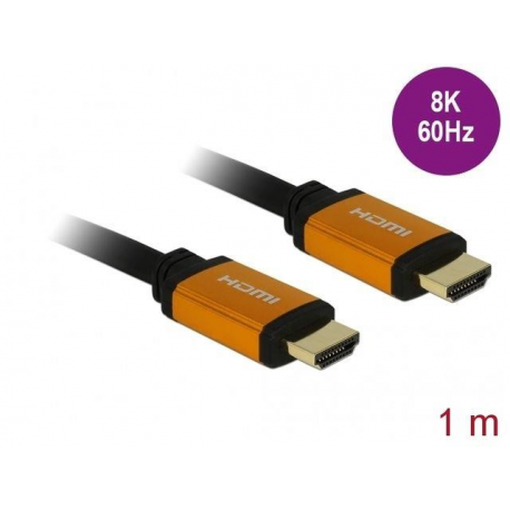 Delock - HDMI cable - HDMI male to HDMI male - 1 m - triple shielded - black, gold - 8K support - 0