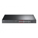 TP-Link TL-SL1218MP - Switch - unmanaged - 16 x 10 / 100 (PoE+) + 2 x 10 / 100 / 1000 + 2 x combo Gigabit SFP - rack-mountable (192 W)