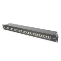DIGITUS Professional DN-91624S-EA-B - Patch panel - CAT 6a - STP - RJ-45 X 24 - black, RAL 9005 - 1U - 19"