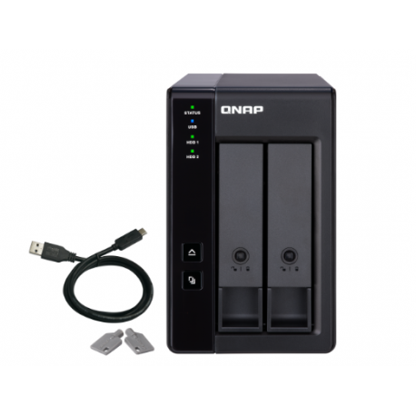 QNAP TR-002 - Hard drive array - 2 bays (SATA-600) - USB 3.1 Gen 2 (external) - 3