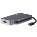 StarTech.com USB C Multiport Video Adapter with HDMI, VGA, Mini DisplayPort or DVI, USB Type C Monitor Adapter to HDMI 2.0 or mDP 1.2 (4K 60Hz), VGA or DVI (1080p), Space Gray Aluminum - 4-in-1 USB-C Converter (CDPVDHDMDP2G) - Adapter - USB-C male to HD-15 (VGA), DVI-I, HDMI, Mini DisplayPort female - space grey - active converter, 1920 x 1200 (WUXGA) support 60Hz (DVI and VGA), 4K24Hz (4096 x 2160) support (HDMI), 4K60Hz (3840 x 2160) support (HDMI), 4K60Hz (4096 x 2160) support (mDP)
