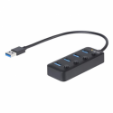 StarTech.com 4 Port USB 3.0 Hub, USB-A to 4x USB 3.0 Type-A with Individual On / Off Port Switches, SuperSpeed 5Gbps USB 3.1 / USB 3.2 Gen 1, USB Bus Powered, Portable, 9.8" Attached Cable - Windows / macOS / Linux (HB30A4AIB) - Hub - 4 x USB 3.1 Gen 1 - desktop - for P / N: HB30C4AIB