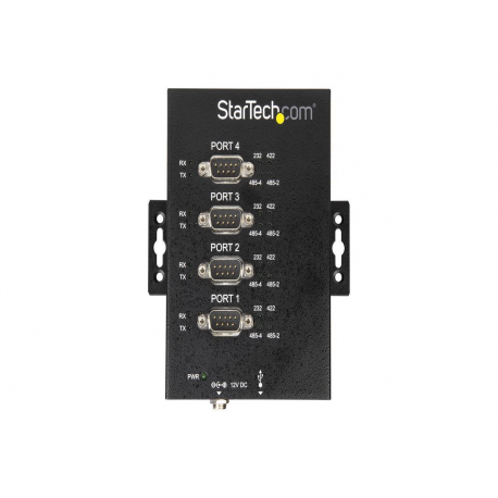StarTech.com 4 Port Serial Hub USB to RS232 / RS485 / RS422 Adapter, Industrial USB 2.0 to DB9 Serial Converter Hub, IP30 Rated, Din Rail Mountable Metal Serial Hub, 15kV ESD Protection - 6ft Locking Cable Incl (ICUSB234854I) - Serial adapter - USB 2.0 - RS-232 / 422 / 485 x 4 + USB 2.0 x 1 - black - TAA Compliant - 1