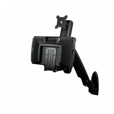 StarTech.com Wall Mount Workstation, Articulating Full Motion Standing Desk with Ergonomic Height Adjustable Monitor & Keyboard Tray Arm, Mouse & Scanner Holders, For Single VESA Display - Foldable Standing Desk (WALLSTS1) - Mounting kit (wall plate, column, keyboard tray, monitor arm) - for Monitor - plastic, aluminium, steel - black - screen size: 24" - 1