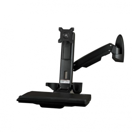 StarTech.com Wall Mount Workstation, Articulating Full Motion Standing Desk with Ergonomic Height Adjustable Monitor & Keyboard Tray Arm, Mouse & Scanner Holders, For Single VESA Display - Foldable Standing Desk (WALLSTS1) - Mounting kit (wall plate, column, keyboard tray, monitor arm) - for Monitor - plastic, aluminium, steel - black - screen size: 24" - 3