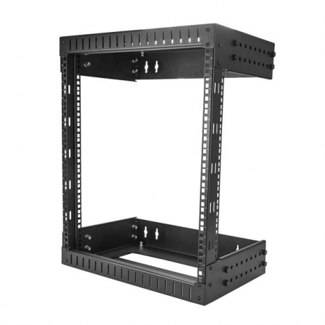 StarTech.com 12U 19" Wall Mount Network Rack, Adjustable Depth 12-20" 2 Post Open Frame Server Room Rack for AV / Data /  IT Communication / Computer Equipment / Switch with Cage Nuts & Screws - 12U Adjustable Rack (RK12WALLOA) - Rack - wall mountable - black - 12U - 20" - 3