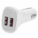 StarTech.com Dual Port USB Car Charger - 24W / 4.8A White - Car power adapter - 24 Watt - 4.8 A - 2 output connectors (USB) - white - for P / N: USBLT1MW, USBLT1MWS, USBLT2MBR, USBLT2MW, USBLT30CMW, USBLTM1MBK, USBLTM1MWH