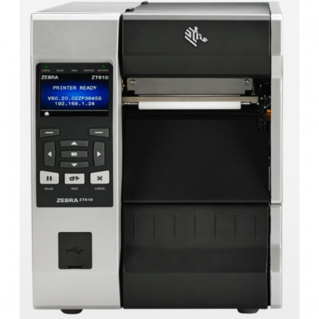 Zebra ZT620 - Label printer - direct thermal  /  thermal transfer - Roll (17.1 cm) - 203 dpi - up to 305 mm / sec - USB, serial, Gigabit LAN, USB host, NFC, Bluetooth 4.0 - cutter - tear bar - 0