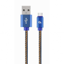 Cablexpert Premium jeans (denim) - USB cable - USB-C (M) to USB (M) - USB 2.0 - 2.1 A - 1 m - blue
