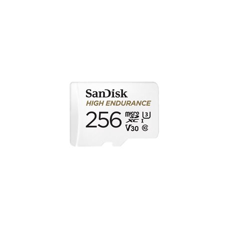 SanDisk High Endurance - Flash memory card (microSDXC to SD adapter included) - 256 GB - Video Class V30  /  UHS-I U3  /  Class10 - microSDXC UHS-I - 0