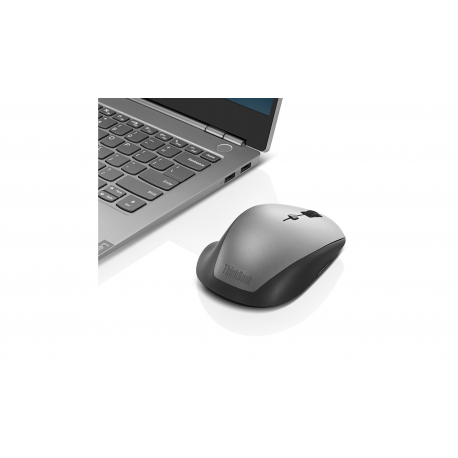 Lenovo ThinkBook Wireless Media - Mouse - ergonomic - right-handed - optical - 6 buttons - wireless - 2.4 GHz - USB wireless receiver - black - for ThinkCentre M80t Gen 3; ThinkCentre neo 50; ThinkPad T14s Gen 3; V50t Gen 2-13 - 5