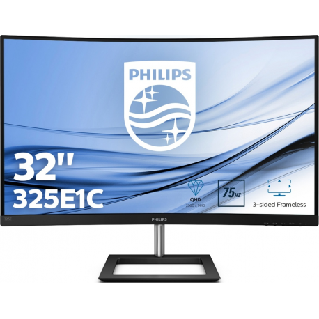 Philips E-line 325E1C - LED monitor - curved - 32" (31.5" viewable) - 2560 x 1440 QHD @ 75 Hz - VA - 250 cd / m² - 3000:1 - 4 ms - HDMI, VGA, DisplayPort - textured black - 1