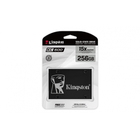 Kingston KC600 - SSD - encrypted - 256 GB - internal - 2.5" - SATA 6Gb / s - 256-bit AES - Self-Encrypting Drive (SED), TCG Opal Encryption - 3