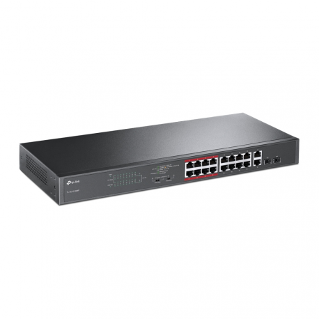 TP-Link TL-SL1218MP - Switch - unmanaged - 16 x 10 / 100 (PoE+) + 2 x 10 / 100 / 1000 + 2 x combo Gigabit SFP - rack-mountable (192 W) - 2
