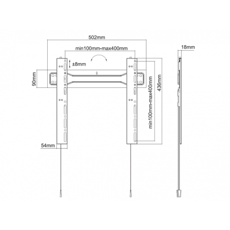 Multibrackets M VESA Wallmount Super Slim Fixed 400 MAX - Bracket - for flat panel - plastic, steel - slate black - screen size: 32"-55" - wall-mountable - 5