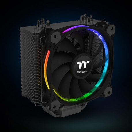 Thermaltake Riing Silent 12 RGB - Sync Edition - processor cooler - (for: LGA775, LGA1156, AM2, AM2+, LGA1366, AM3, LGA1155, AM3+, LGA2011, FM1, FM2, LGA1150, LGA2011-3, LGA1151, AM4, LGA2066, LGA1200) - aluminium and copper - 120 mm - RGB - 1