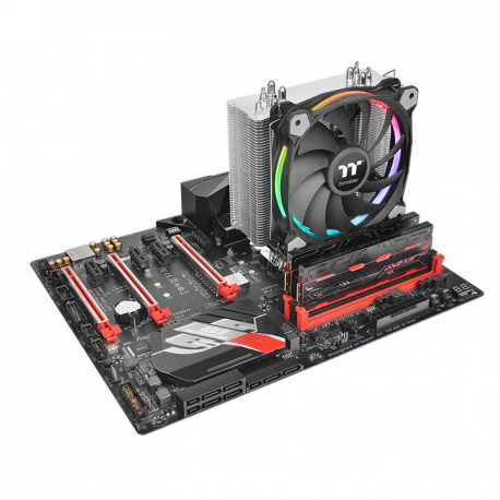 Thermaltake Riing Silent 12 RGB - Sync Edition - processor cooler - (for: LGA775, LGA1156, AM2, AM2+, LGA1366, AM3, LGA1155, AM3+, LGA2011, FM1, FM2, LGA1150, LGA2011-3, LGA1151, AM4, LGA2066, LGA1200) - aluminium and copper - 120 mm - RGB - 11