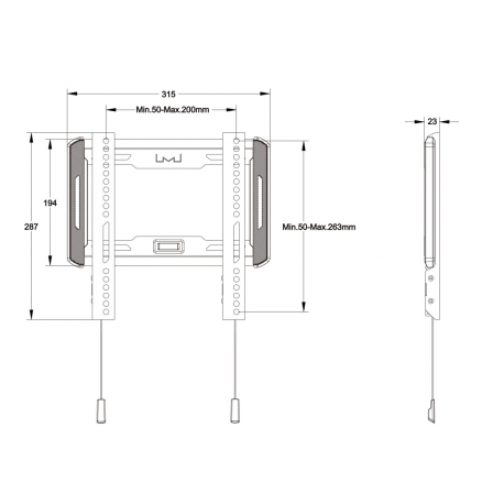 Multibrackets M Universal Wallmount Fixed Small - Bracket - for flat panel - steel - black - screen size: 24"-55" - wall-mountable - 6