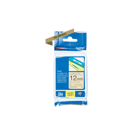 Brother TZe-MPGG31 - Black on gold geometric - Roll (1.2 cm x 4 m) 1 cassette(s) laminated tape - for Brother PT-H110; P-Touch Cube PT-P300; P-Touch Cube Pro PT-P910; P-Touch Embellish PT-D215 - 1