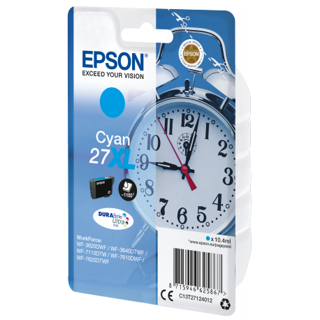 Epson 27XL - 17.7 ml - XL - cyan - original - ink cartridge - for WorkForce WF-3620, WF-3640, WF-7110, WF-7210, WF-7610, WF-7620, WF-7710, WF-7715, WF-7720 - 1