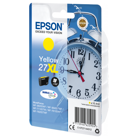 Epson 27XL - 10.4 ml - XL - yellow - original - ink cartridge - for WorkForce WF-3620, WF-3640, WF-7110, WF-7210, WF-7610, WF-7620, WF-7710, WF-7715, WF-7720 - 1