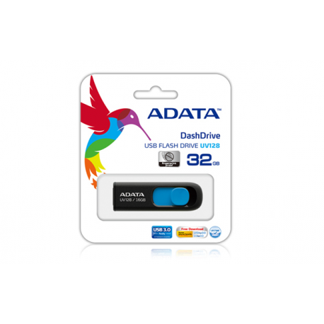 ADATA DashDrive UV128 - USB flash drive - 128 GB - USB 3.0 - black, blue - 3