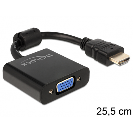 Delock - Adapter - HD-15 (VGA) female to HDMI male - 25.5 cm - black - 2