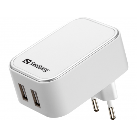 Sandberg AC Charger Dual - Power adapter - 2.4 A - 2 output connectors (2 x USB) - Europe - 2