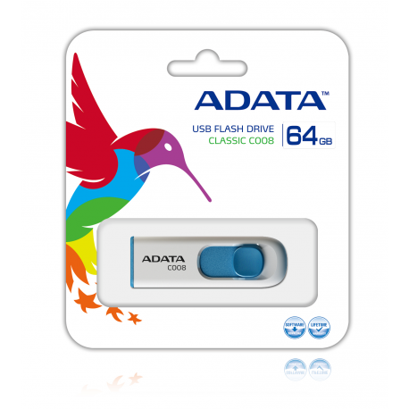 ADATA Classic Series C008 - USB flash drive - 64 GB - USB 2.0 - white, blue - 1
