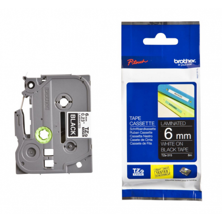 Brother TZe-315 - Standard adhesive - white on black - Roll (0.6 cm x 8 m) 1 cassette(s) laminated tape - for Brother PT-D210, D600, H110; P-Touch PT-1005, 1880, E800, H110; P-Touch Cube Plus PT-P710 - 1
