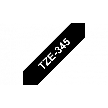 Brother TZe-345 - Standard adhesive - white on black - Roll (1.8 cm x 8 m) 1 cassette(s) laminated tape - for Brother PT-D600; P-Touch PT-1880, D450, E550, E800, P900, P950; P-Touch Cube Plus PT-P710 - 1