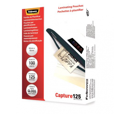 Fellowes Laminating Pouches Capture 125 micron - 64 x 95 mm lamination pouches - 0
